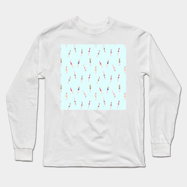 swimmers in the pool Long Sleeve T-Shirt by bigmomentsdesign